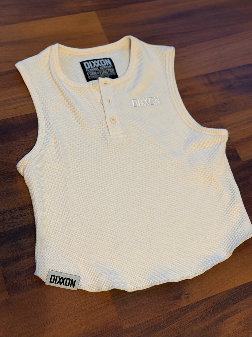 Dixxon Women’s Crop Cream Sleeveless Henley Tank